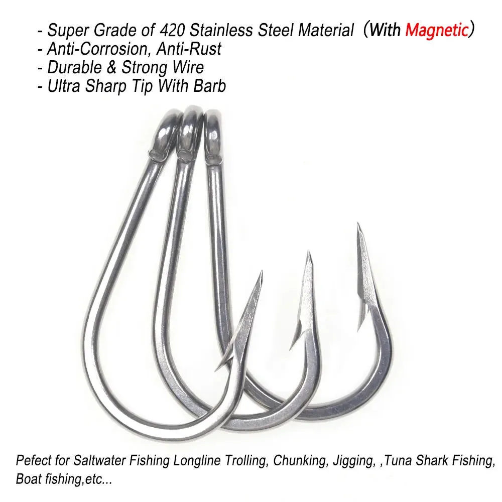 5/0 ~13/0 Stainless Steel Saltwater Fishing Hook Heavy Duty Big Game Tuna Shark