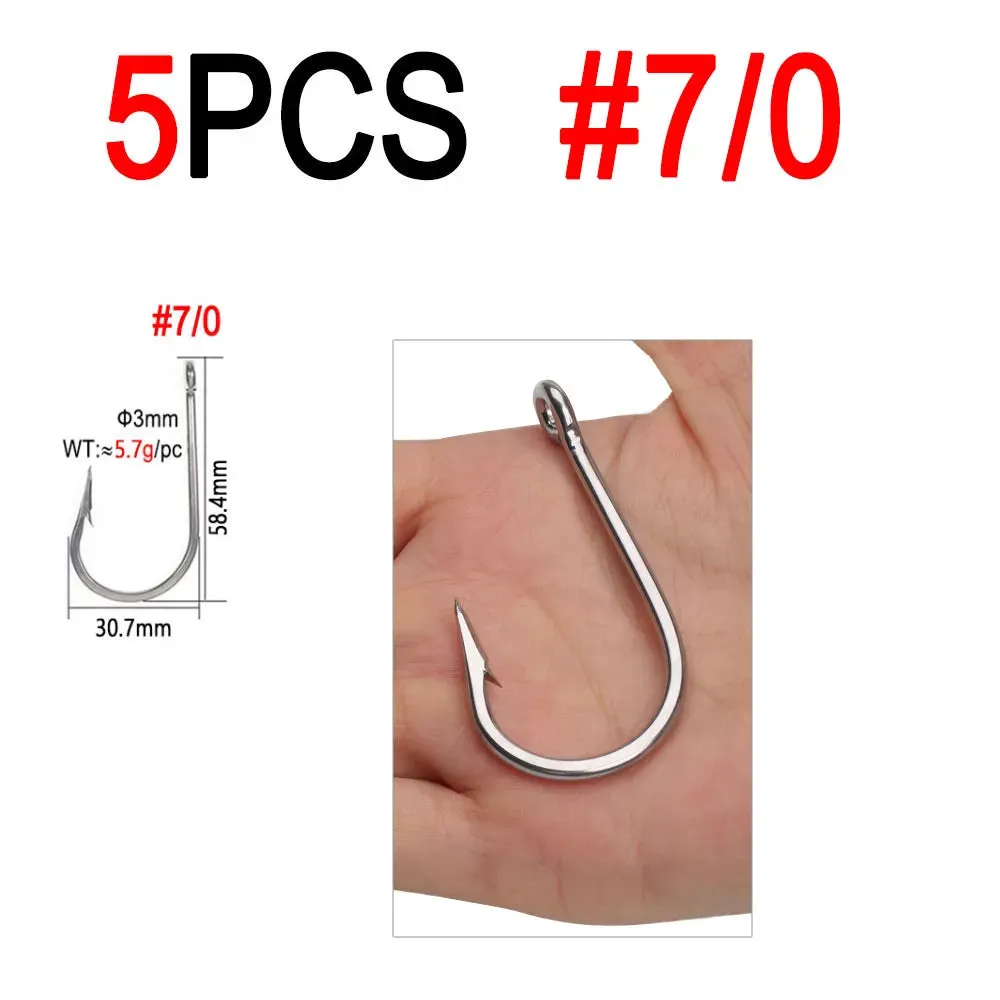 5/0 ~13/0 Stainless Steel Saltwater Fishing Hook Heavy Duty Big Game Tuna Shark