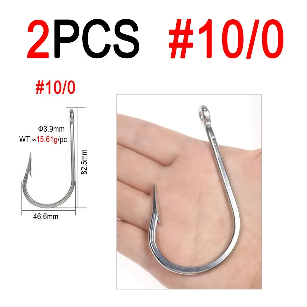 5/0 ~13/0 Stainless Steel Saltwater Fishing Hook Heavy Duty Big Game Tuna Shark
