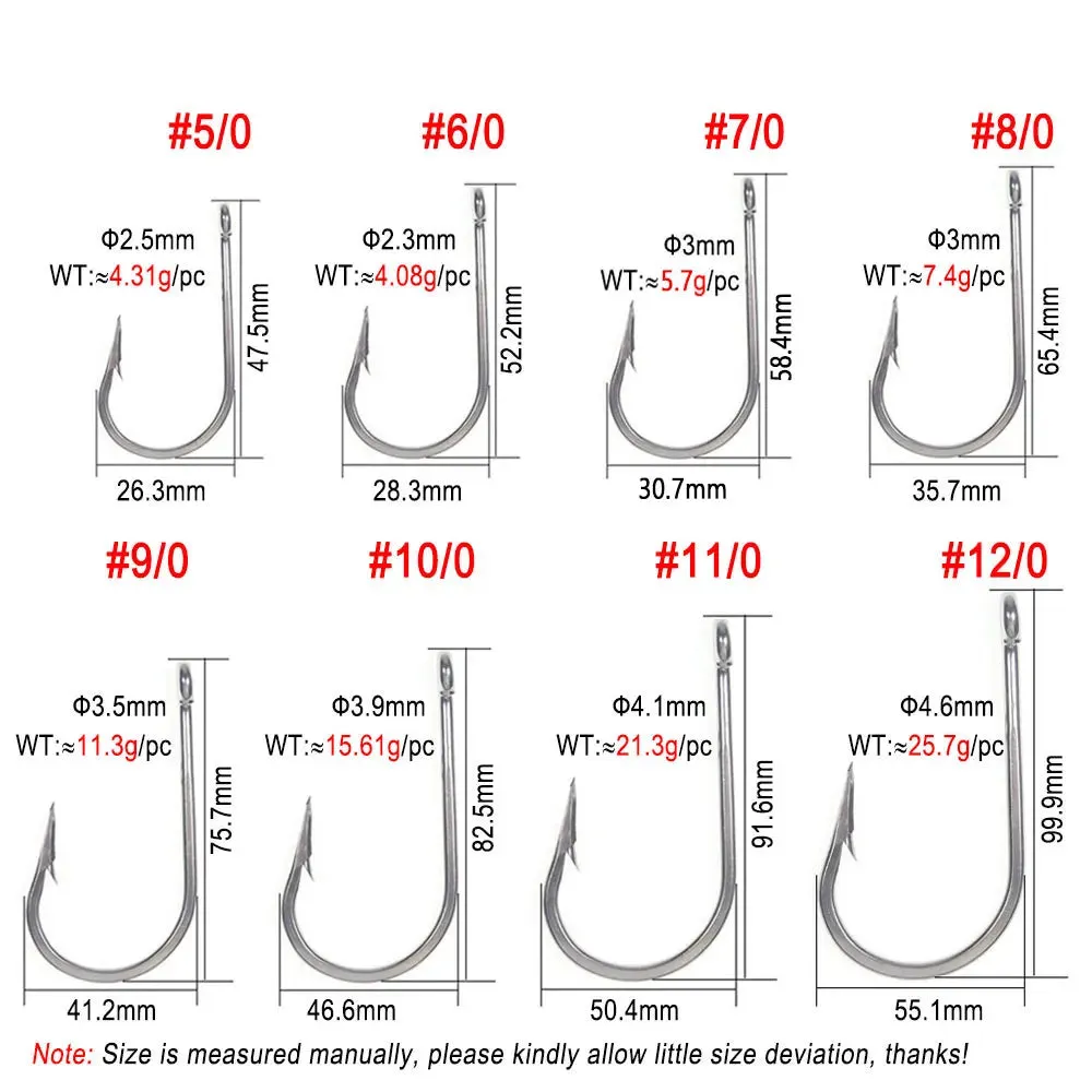 5/0 ~13/0 Stainless Steel Saltwater Fishing Hook Heavy Duty Big Game Tuna Shark