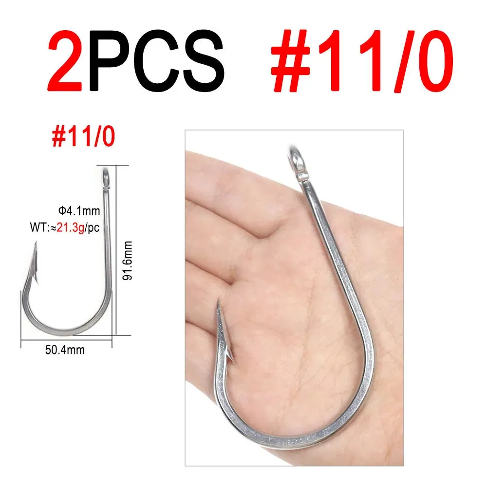 5/0 ~13/0 Stainless Steel Saltwater Fishing Hook Heavy Duty Big Game Tuna Shark