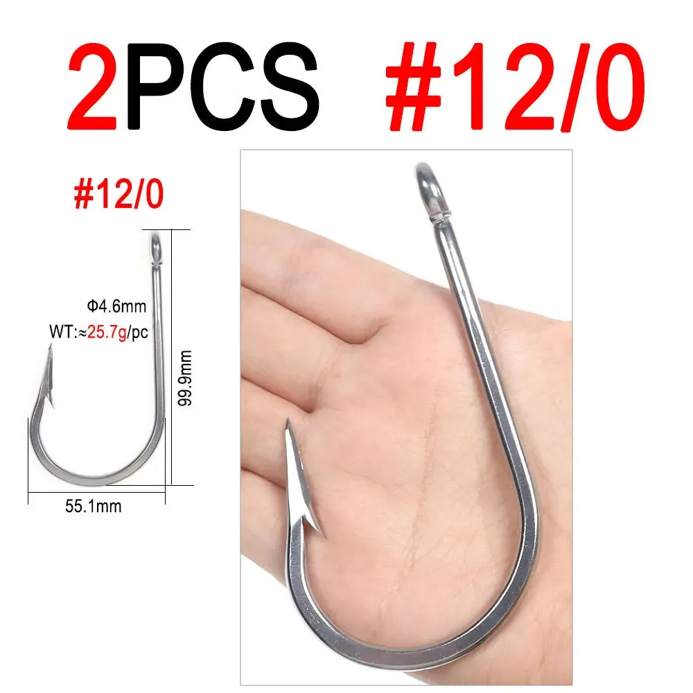 5/0 ~13/0 Stainless Steel Saltwater Fishing Hook Heavy Duty Big Game Tuna Shark