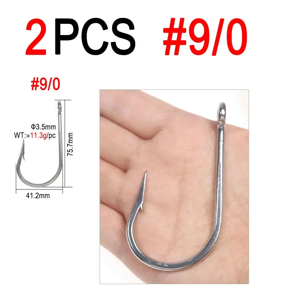 5/0 ~13/0 Stainless Steel Saltwater Fishing Hook Heavy Duty Big Game Tuna Shark