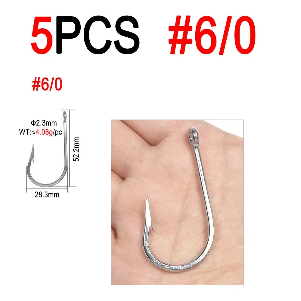 5/0 ~13/0 Stainless Steel Saltwater Fishing Hook Heavy Duty Big Game Tuna Shark