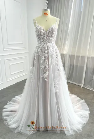 A line Silver Summer Wedding Dress