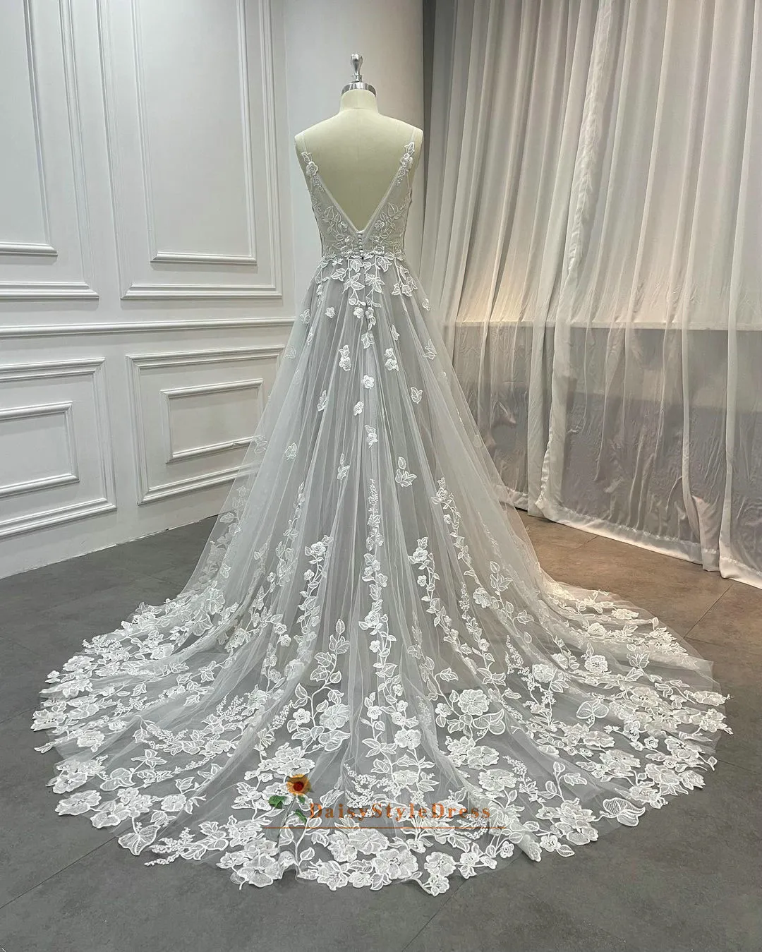 A line Summer Silver Wedding Dress