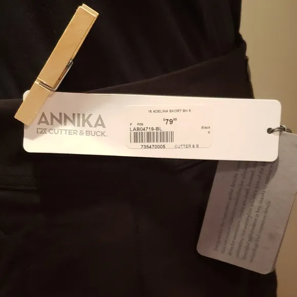 ANNIKA CUTTER &amp; BUCK BLACK SKORT CASUAL ATHLEISURE ACTIVEWEAR GOLF TENNIS SHORTS
