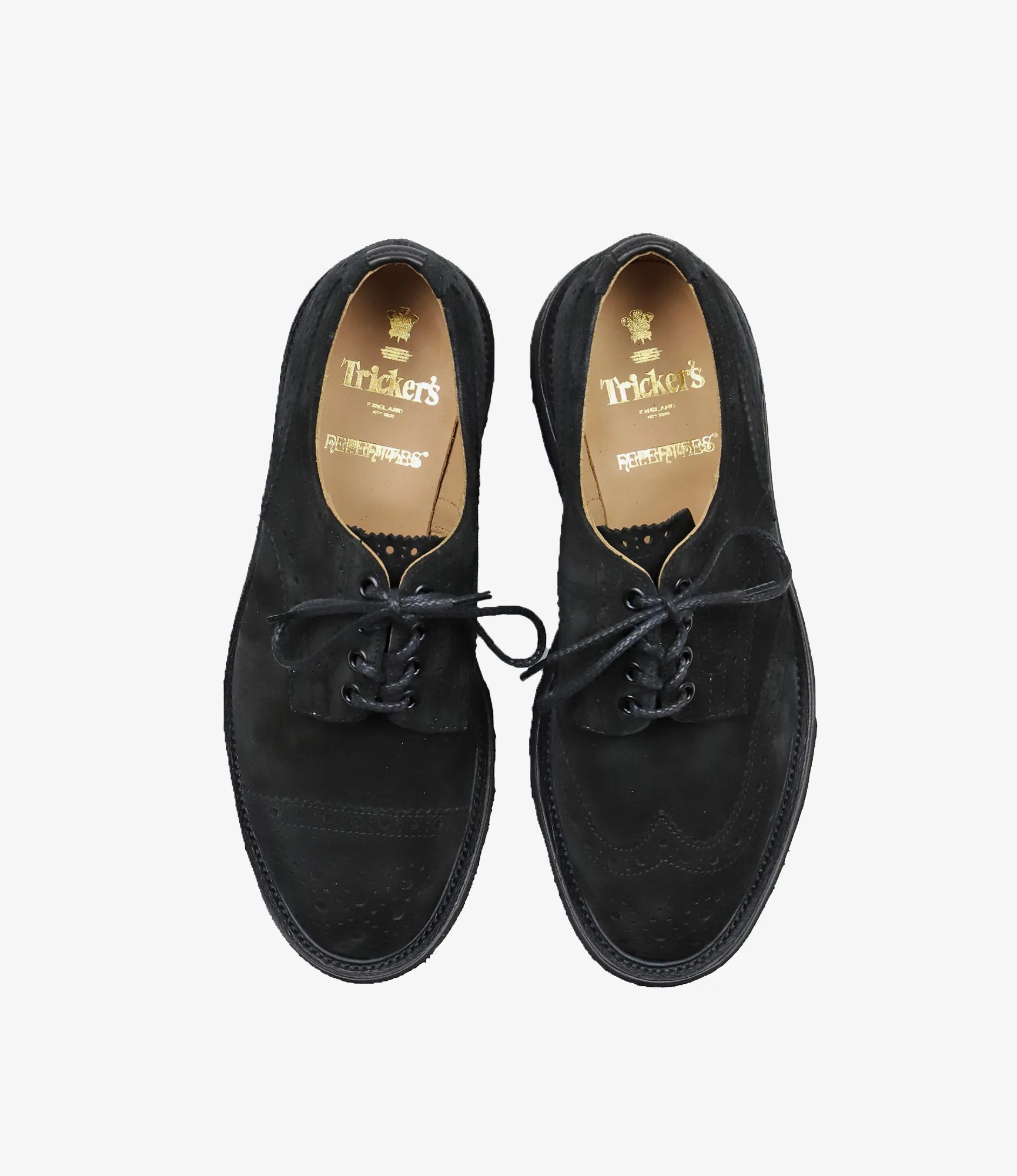 Asymmetric Gibson Brogue – Black Suede