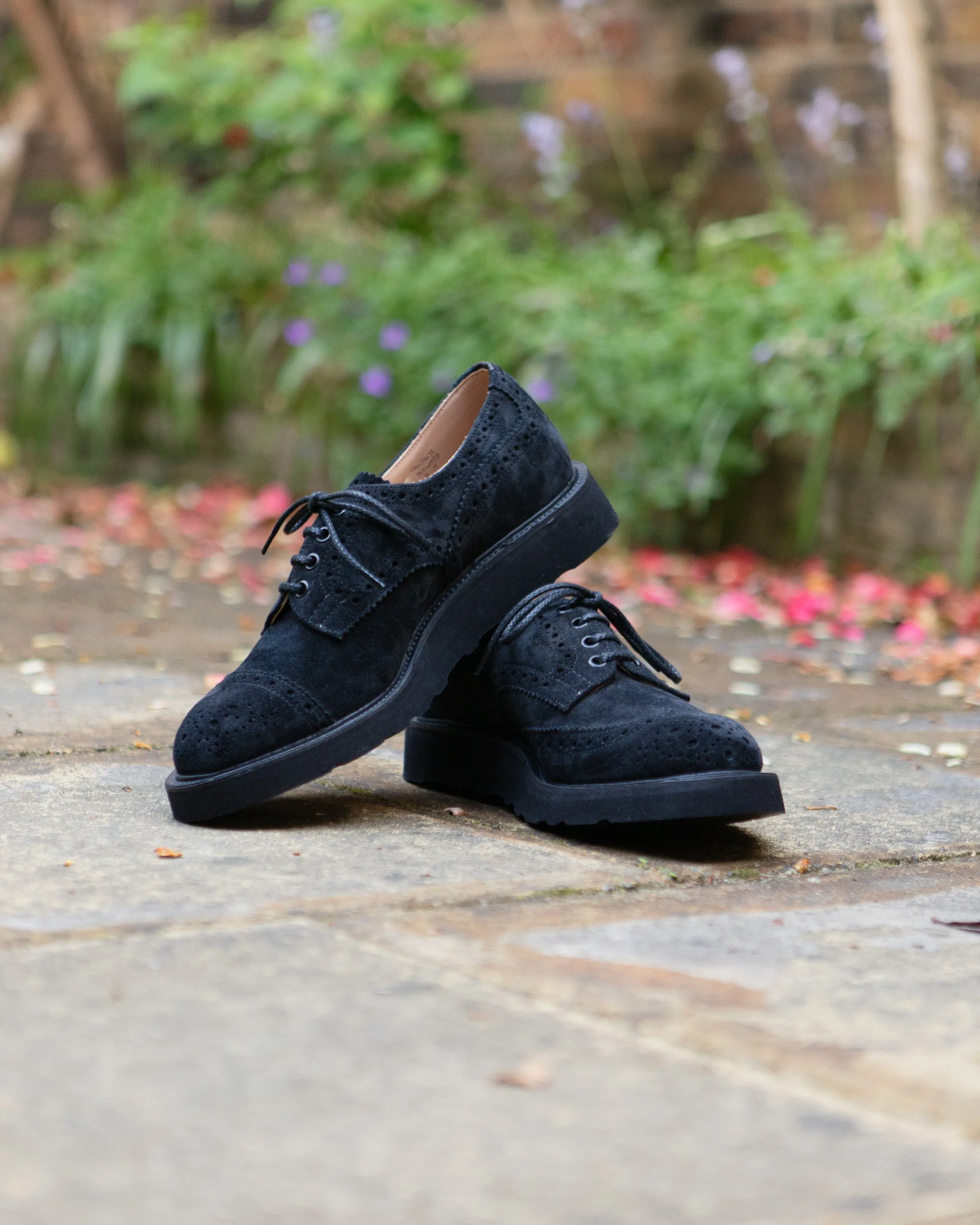 Asymmetric Gibson Brogue – Black Suede
