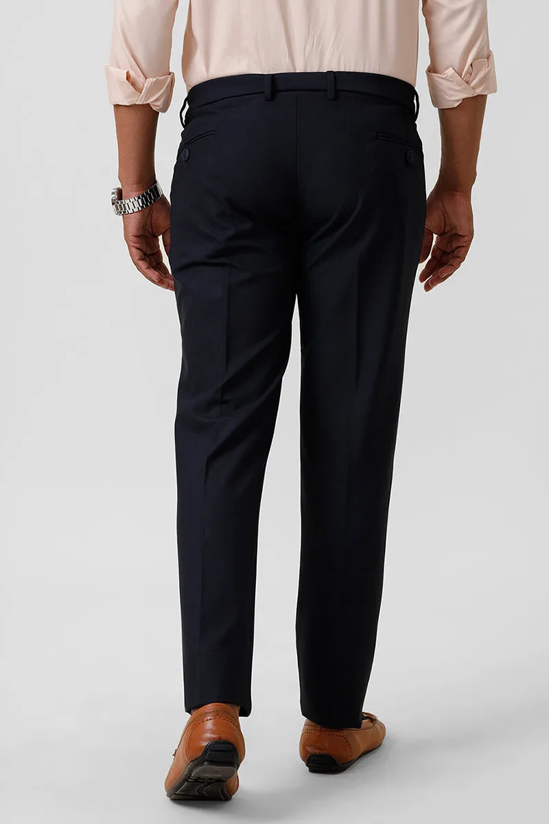 Auto Flux - Dark Black Stretchable Formal Trousers For Men | Ariser