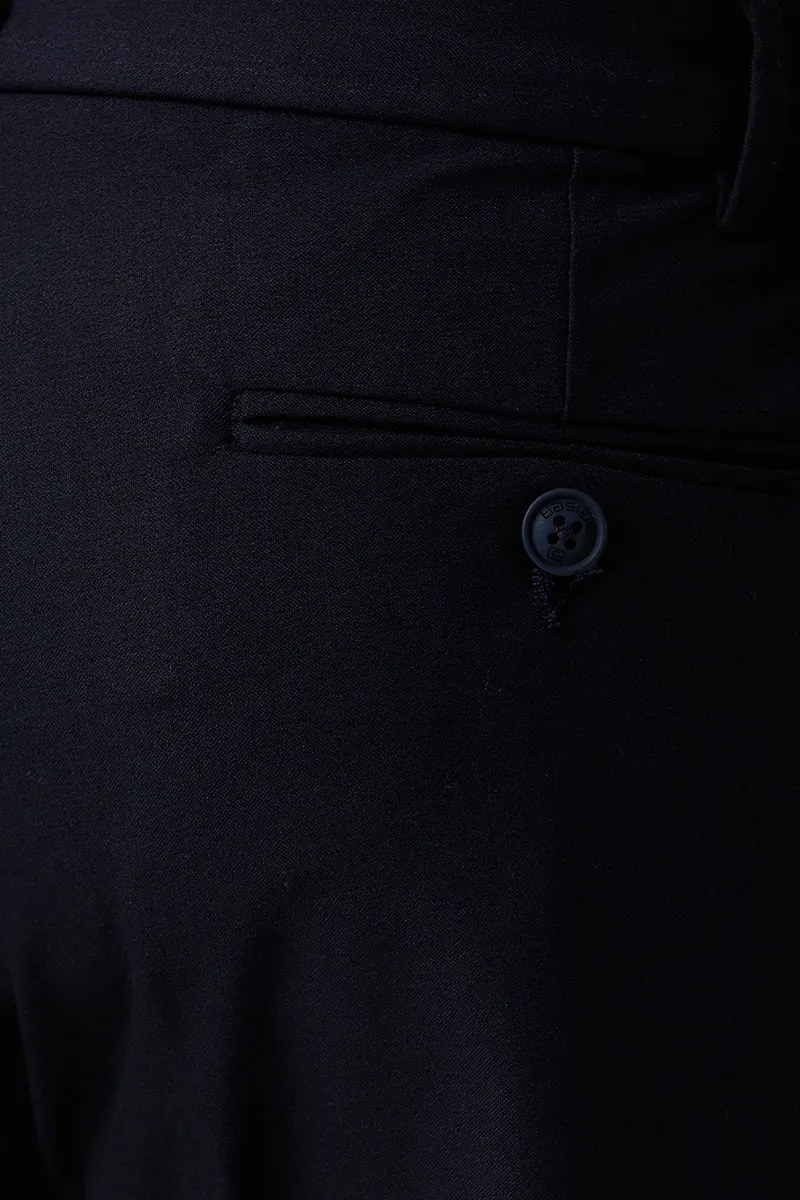 Auto Flux - Dark Black Stretchable Formal Trousers For Men | Ariser
