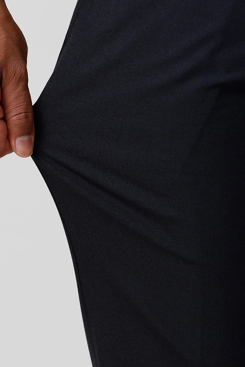 Auto Flux - Dark Black Stretchable Formal Trousers For Men | Ariser