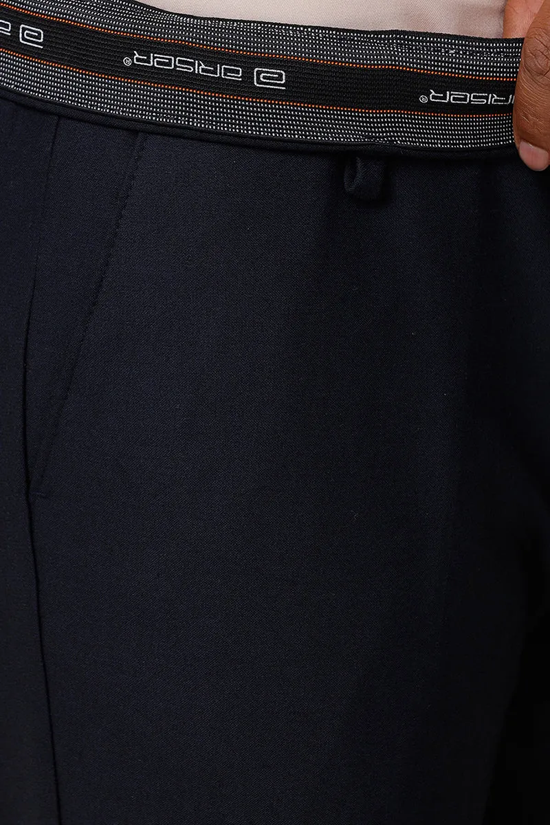 Auto Flux - Dark Black Stretchable Formal Trousers For Men | Ariser