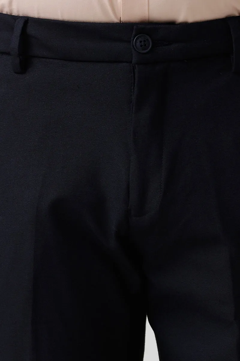 Auto Flux - Dark Black Stretchable Formal Trousers For Men | Ariser