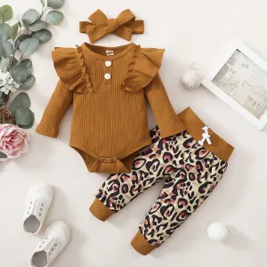 Baby Girls Ruffle Long Sleeve Vest & Leopard Print Leggings