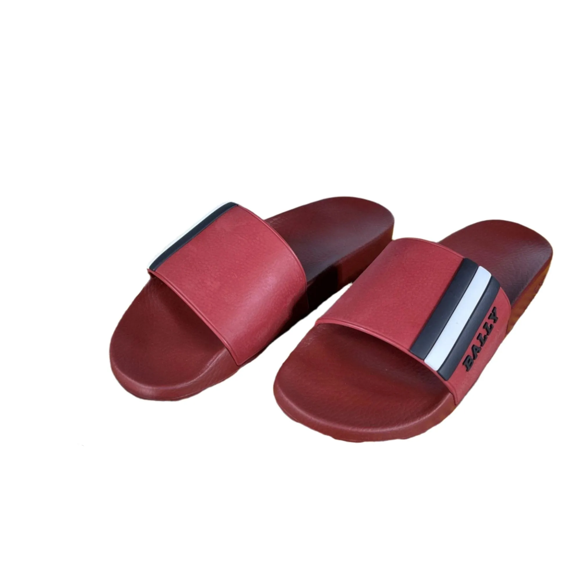 Bally Mens Saxor Red Rubber Slides