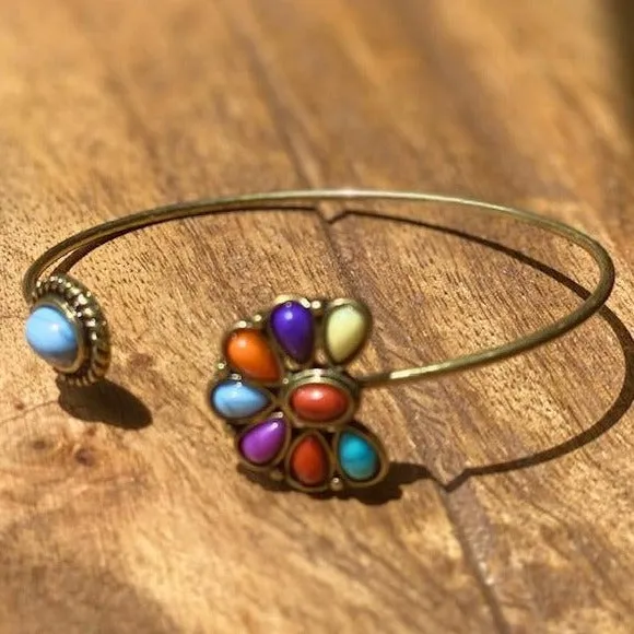Bangle Bracelet Lucite Bead Multi-color