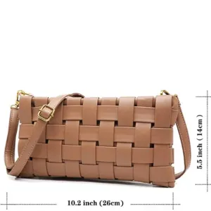 Beige Wowen Bag with Gold Chain