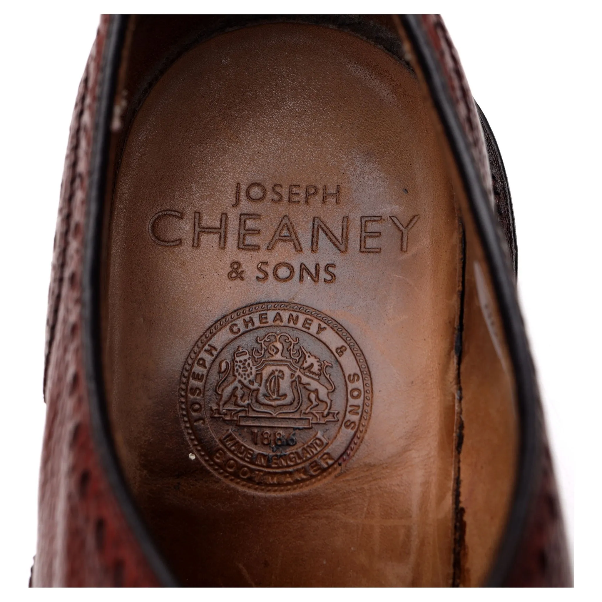 'Bexhill' Burgundy Grain Leather Derby Brogue UK 8 F