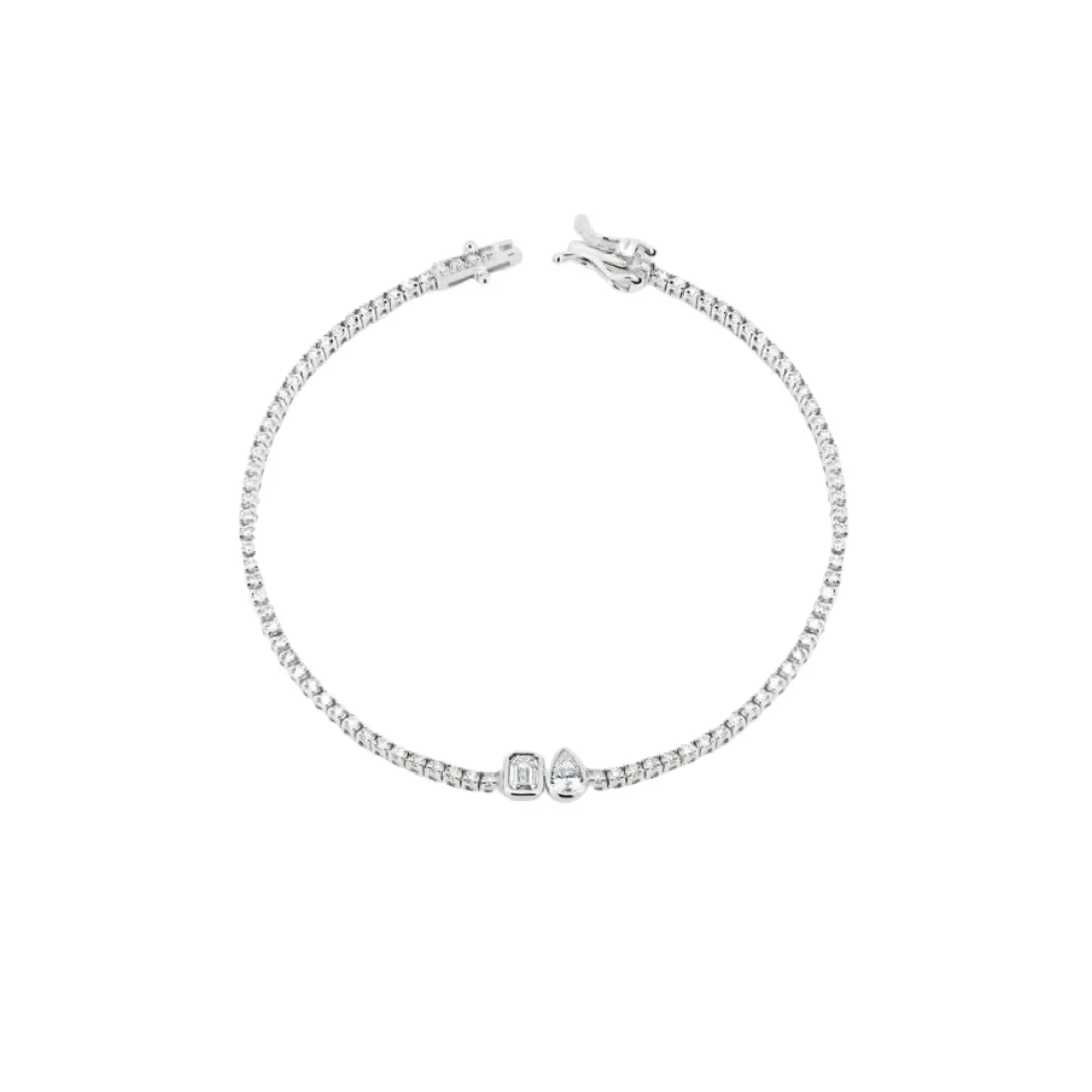 Bezel Toi et Moi Diamond Tennis Bracelet