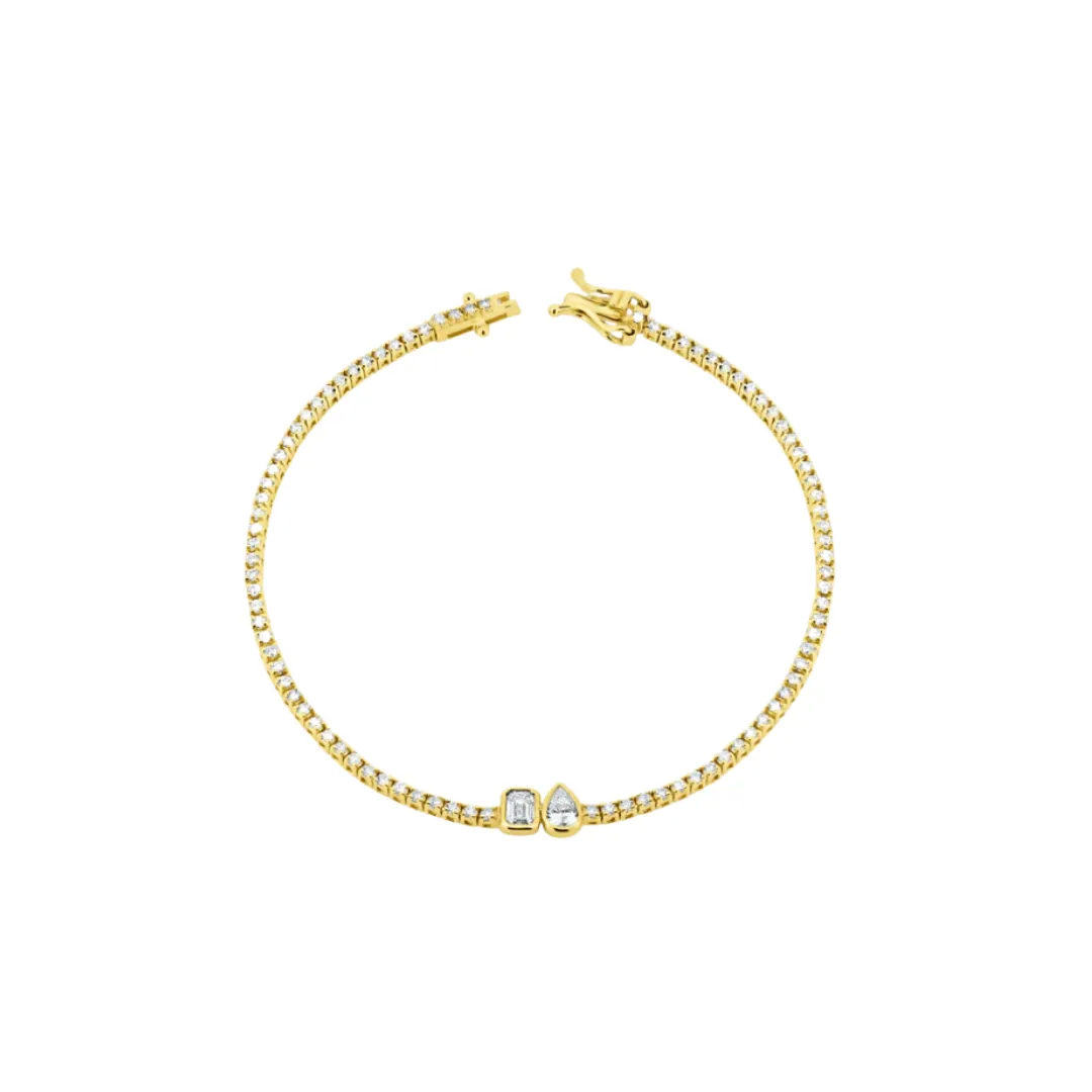 Bezel Toi et Moi Diamond Tennis Bracelet
