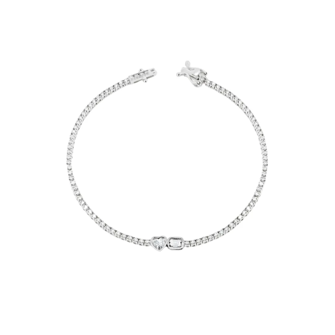 Bezel Toi et Moi Diamond Tennis Bracelet