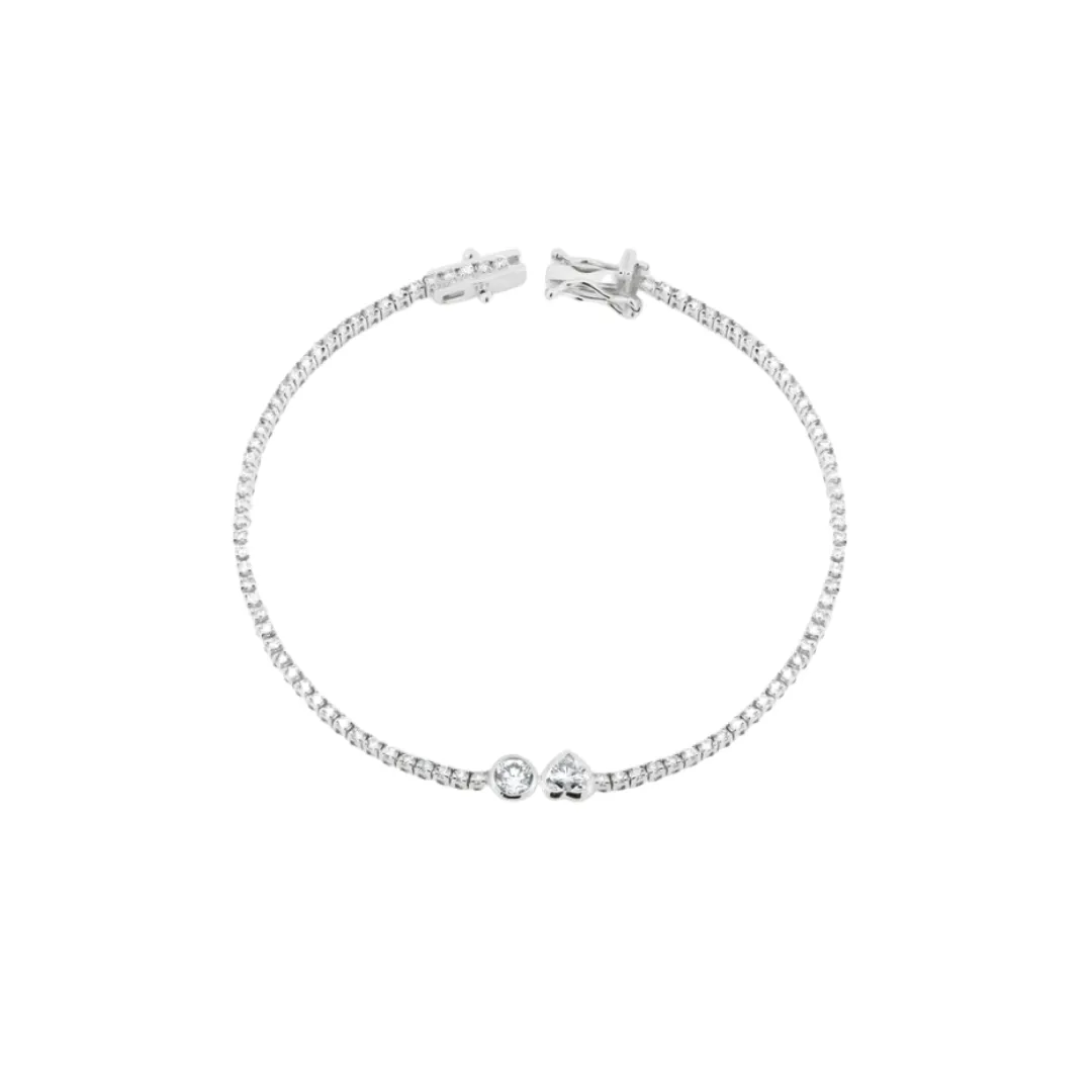 Bezel Toi et Moi Diamond Tennis Bracelet
