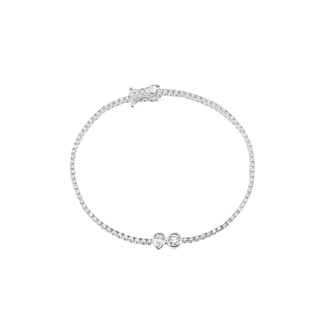 Bezel Toi et Moi Diamond Tennis Bracelet