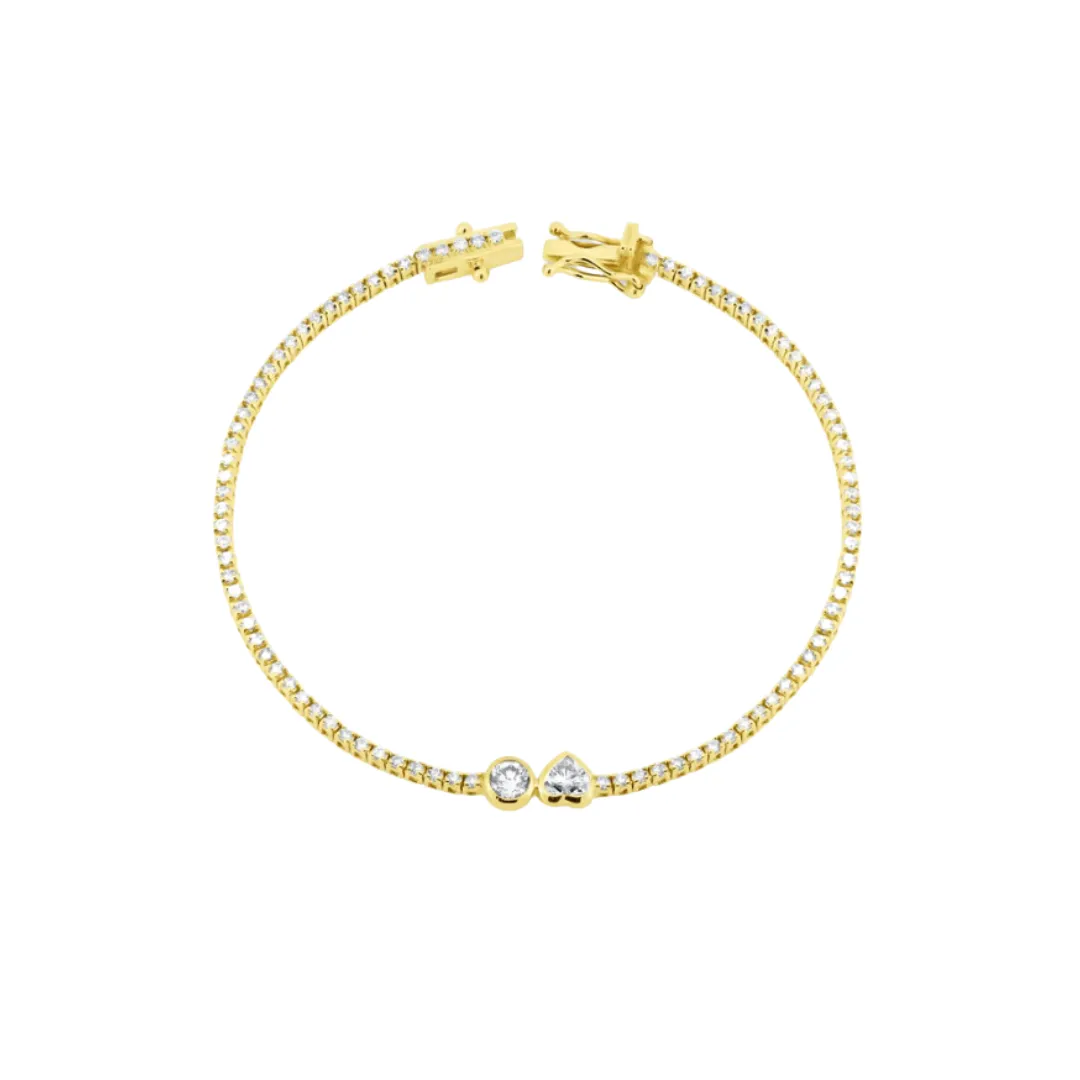 Bezel Toi et Moi Diamond Tennis Bracelet