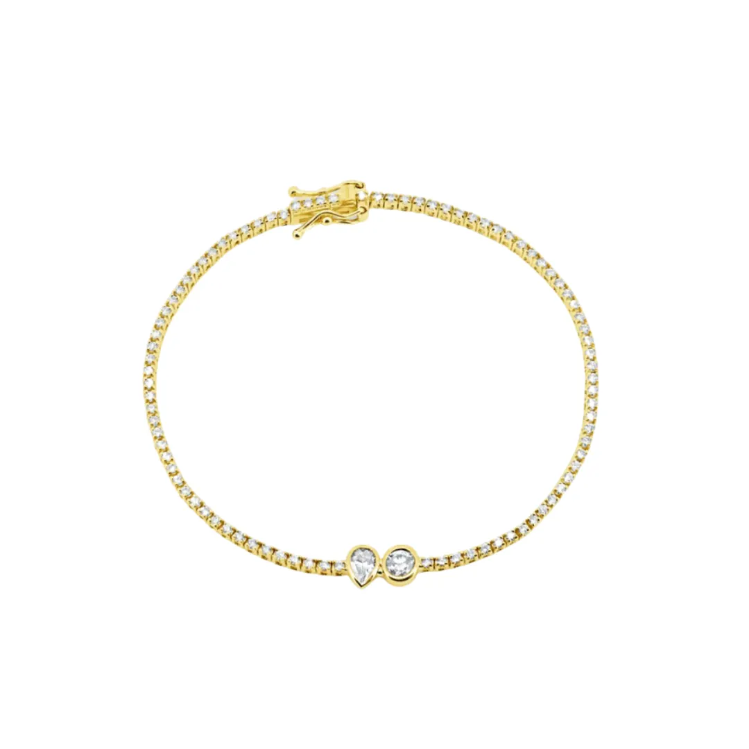 Bezel Toi et Moi Diamond Tennis Bracelet