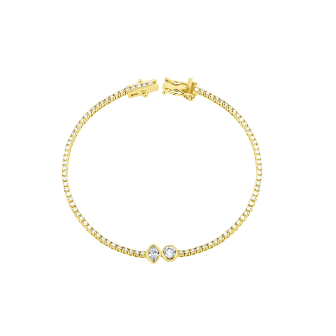 Bezel Toi et Moi Diamond Tennis Bracelet