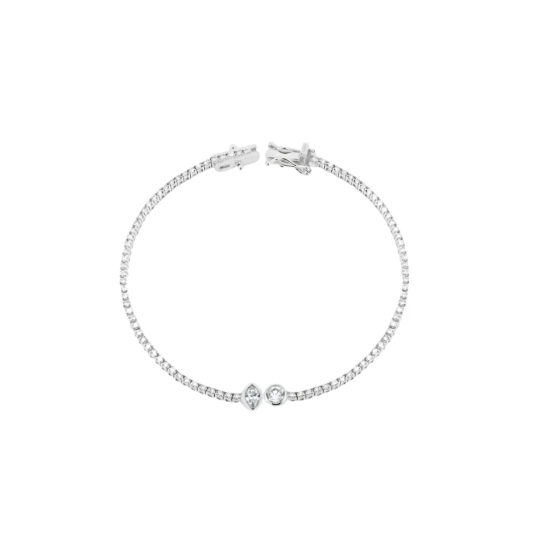 Bezel Toi et Moi Diamond Tennis Bracelet