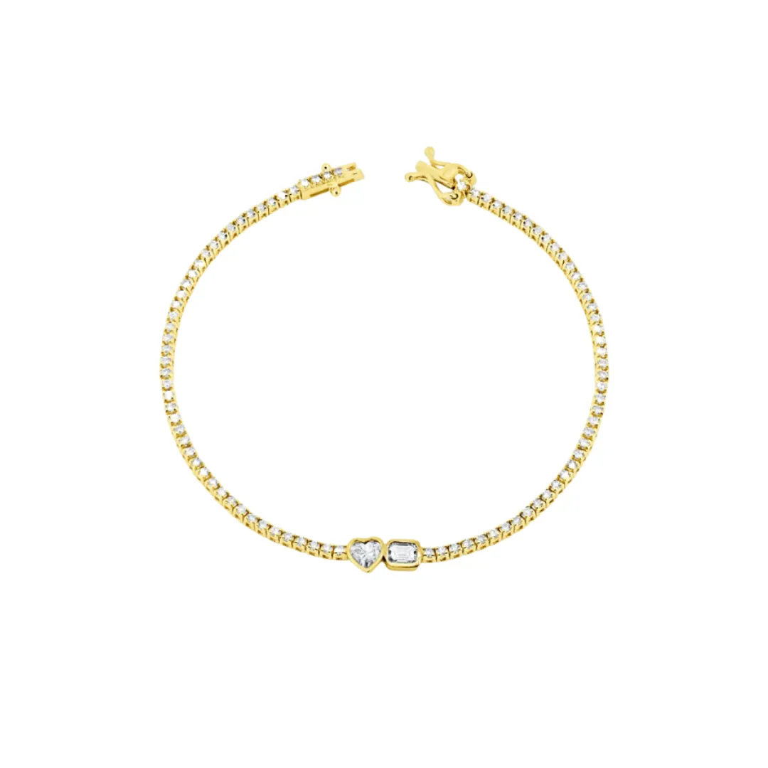 Bezel Toi et Moi Diamond Tennis Bracelet