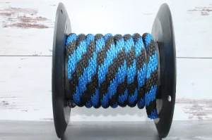 Blue and Black Solid Braided Multifilament Polypropylene Rope