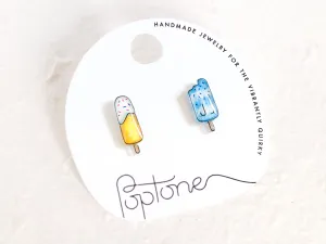 Blue and Yellow Summer Popsicle Stud Earrings