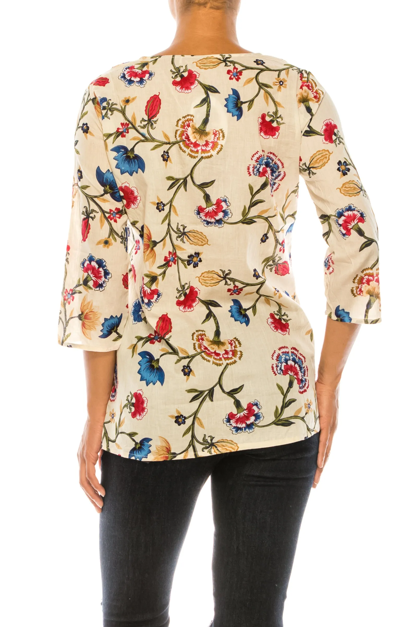 Boho Floral Tunic with Embroidery