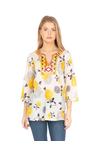 Boho Floral Tunic with Embroidery