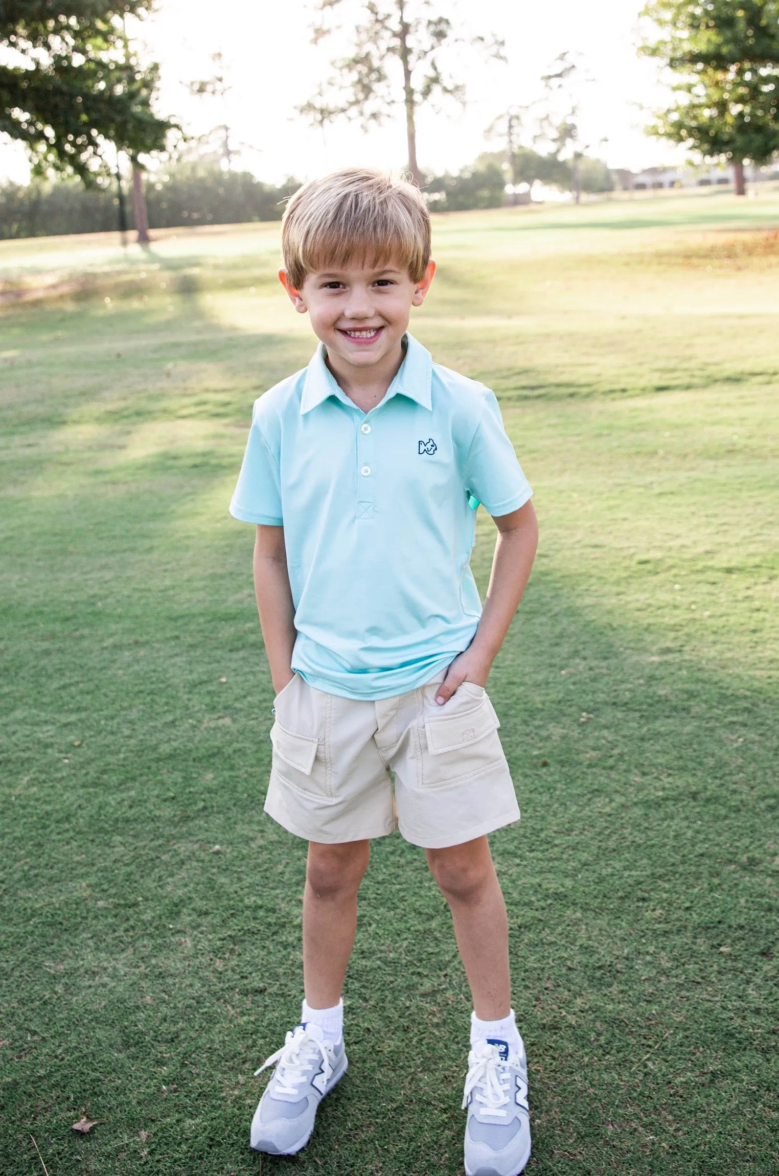 Boys Short Sleeve Pro Performance Polo in Waterspout Green
