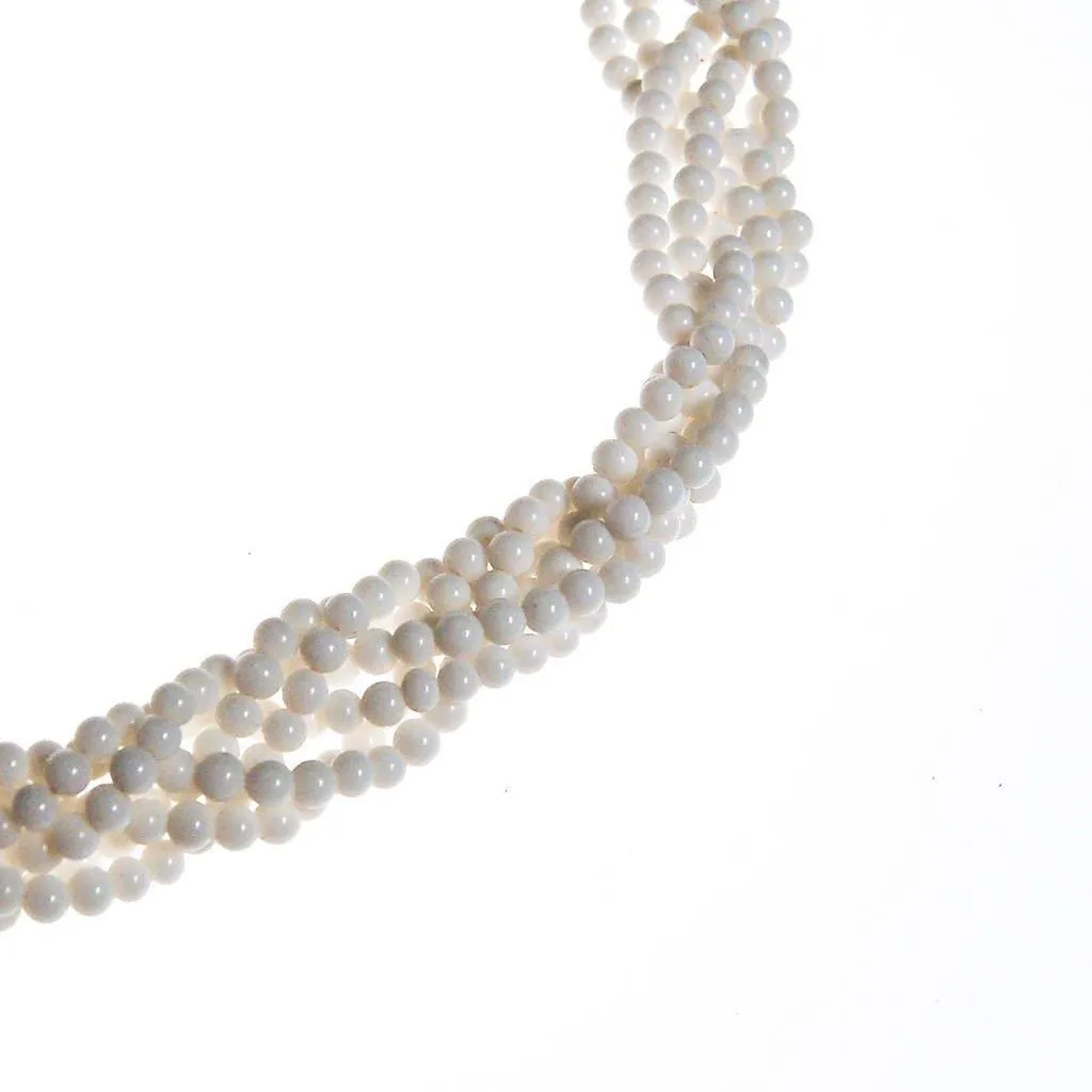 Braided Milk Glass Beaded Necklace