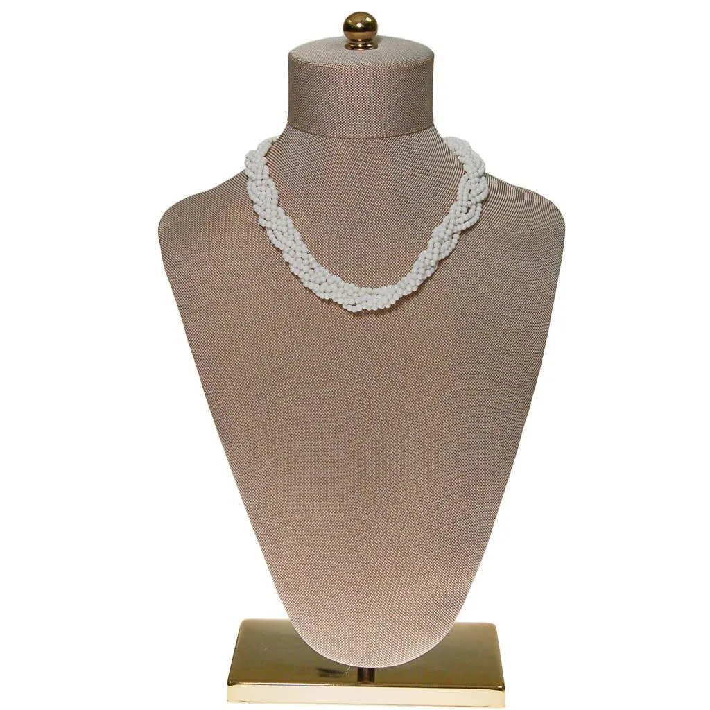 Braided Milk Glass Beaded Necklace