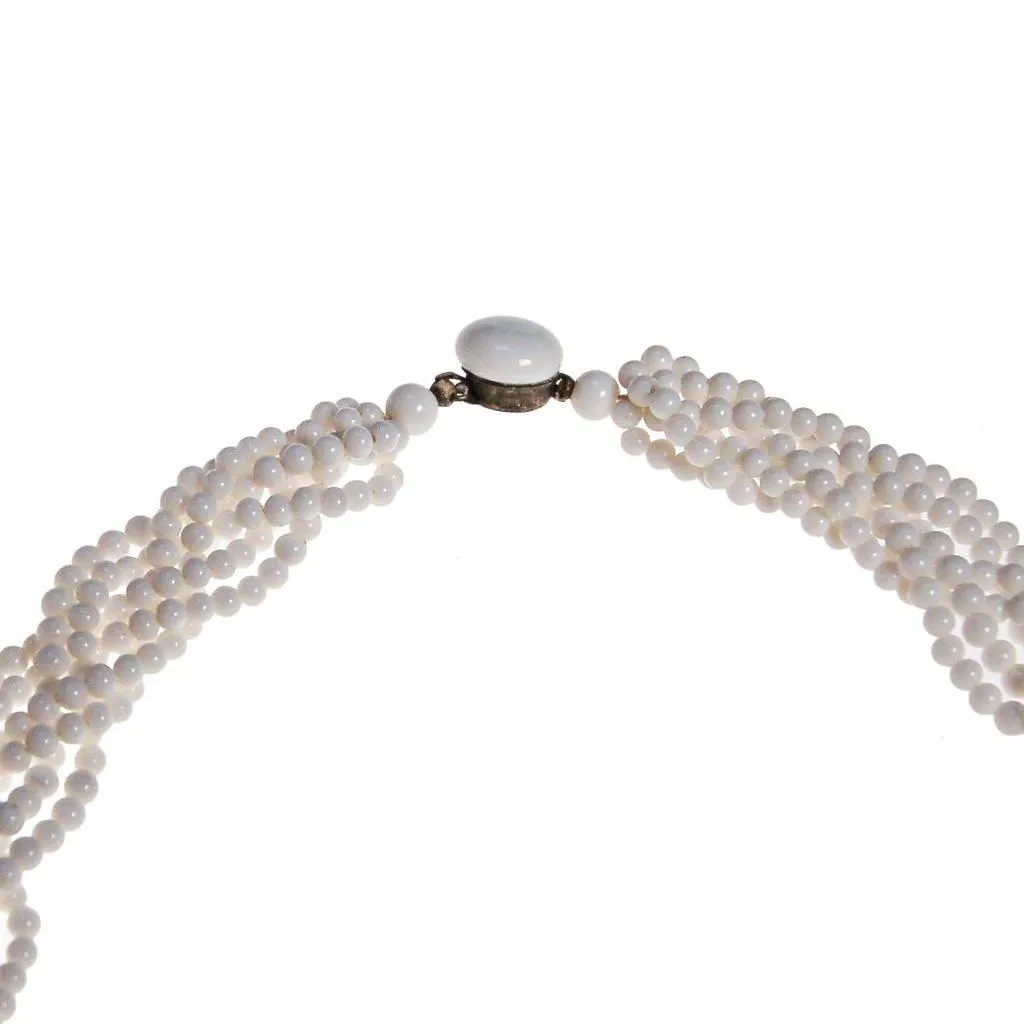Braided Milk Glass Beaded Necklace