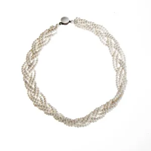 Braided Milk Glass Beaded Necklace