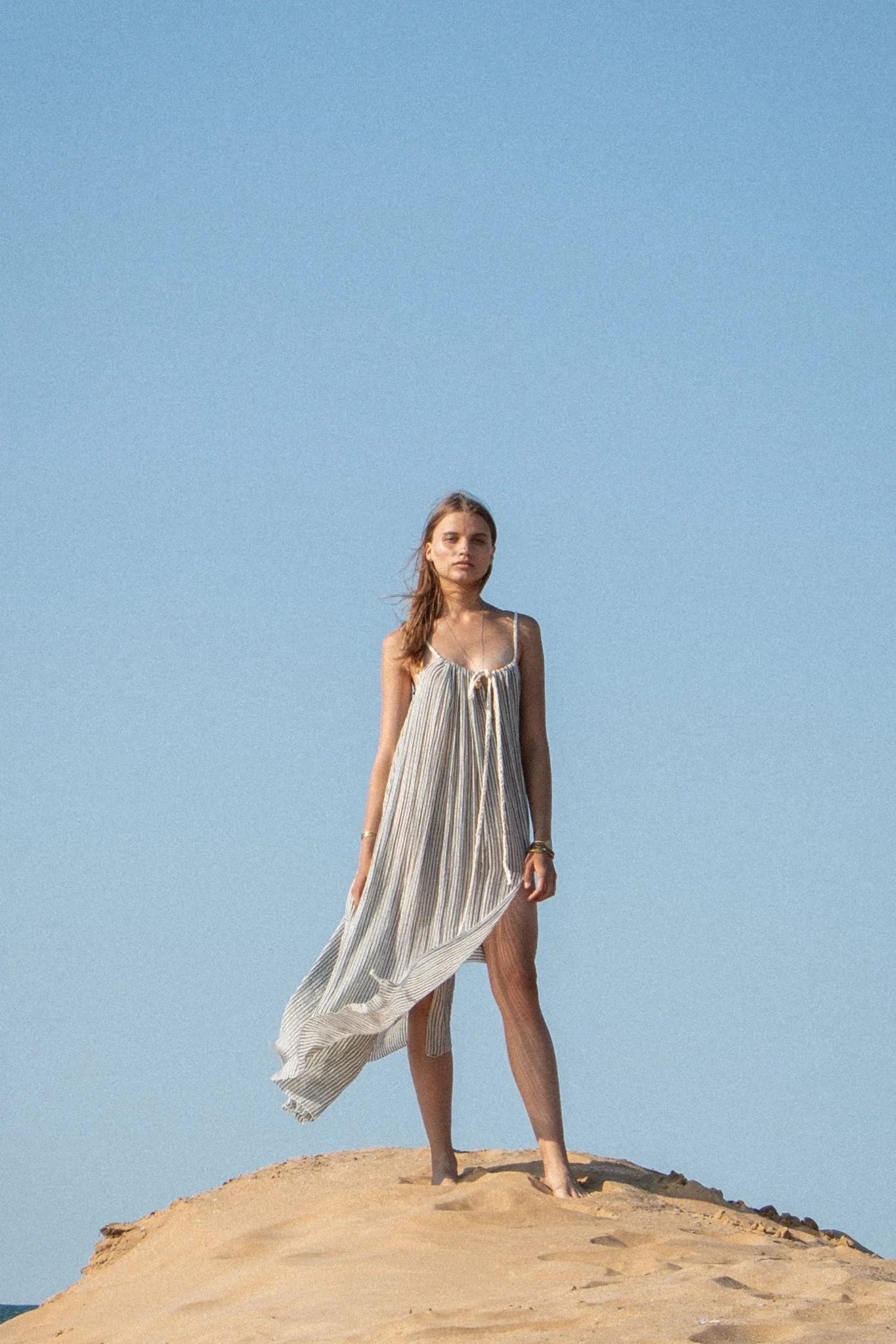 Breeze Beach Dress - Black Stripes