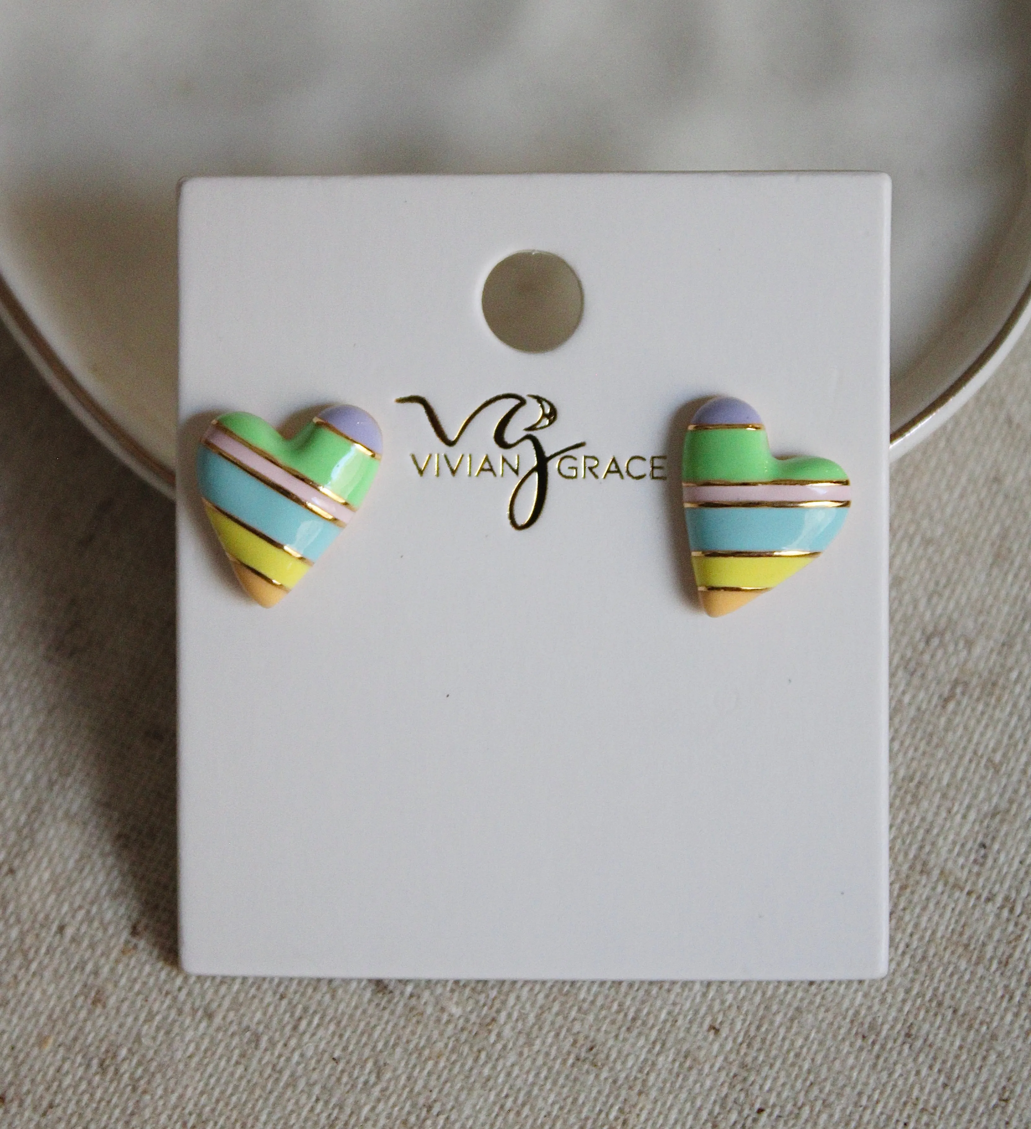 Bright Enamel Rainbow Heart Earrings