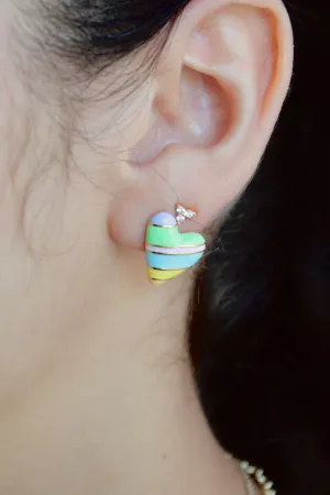 Bright Enamel Rainbow Heart Earrings