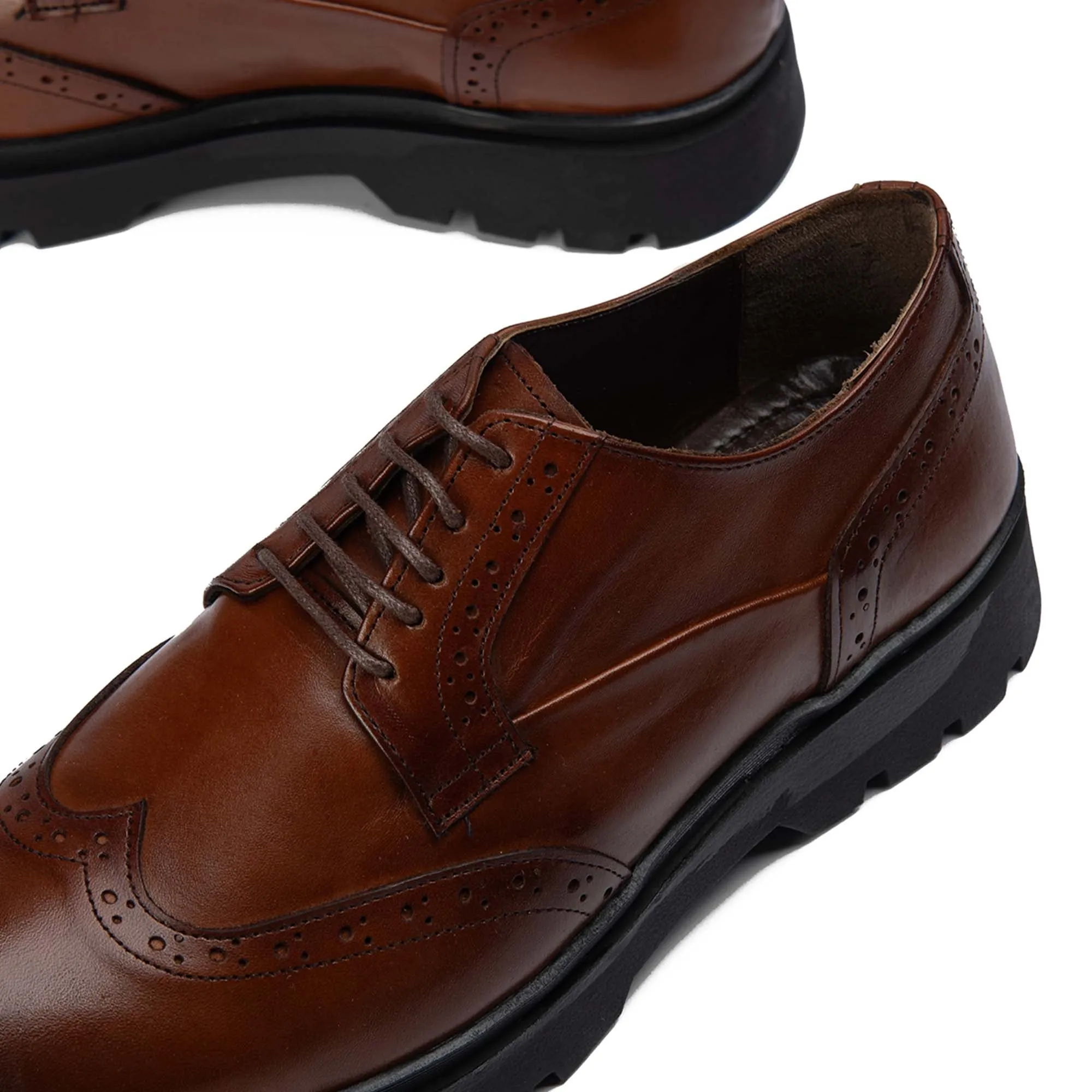 BRIO Genuine Leather Retro Wingtip Chelsea -HAVAN