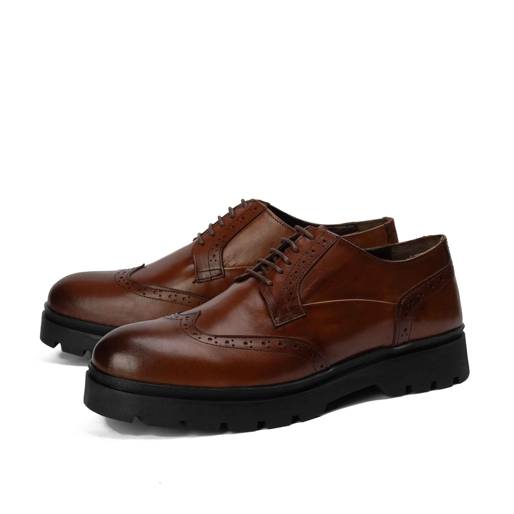 BRIO Genuine Leather Retro Wingtip Chelsea -HAVAN