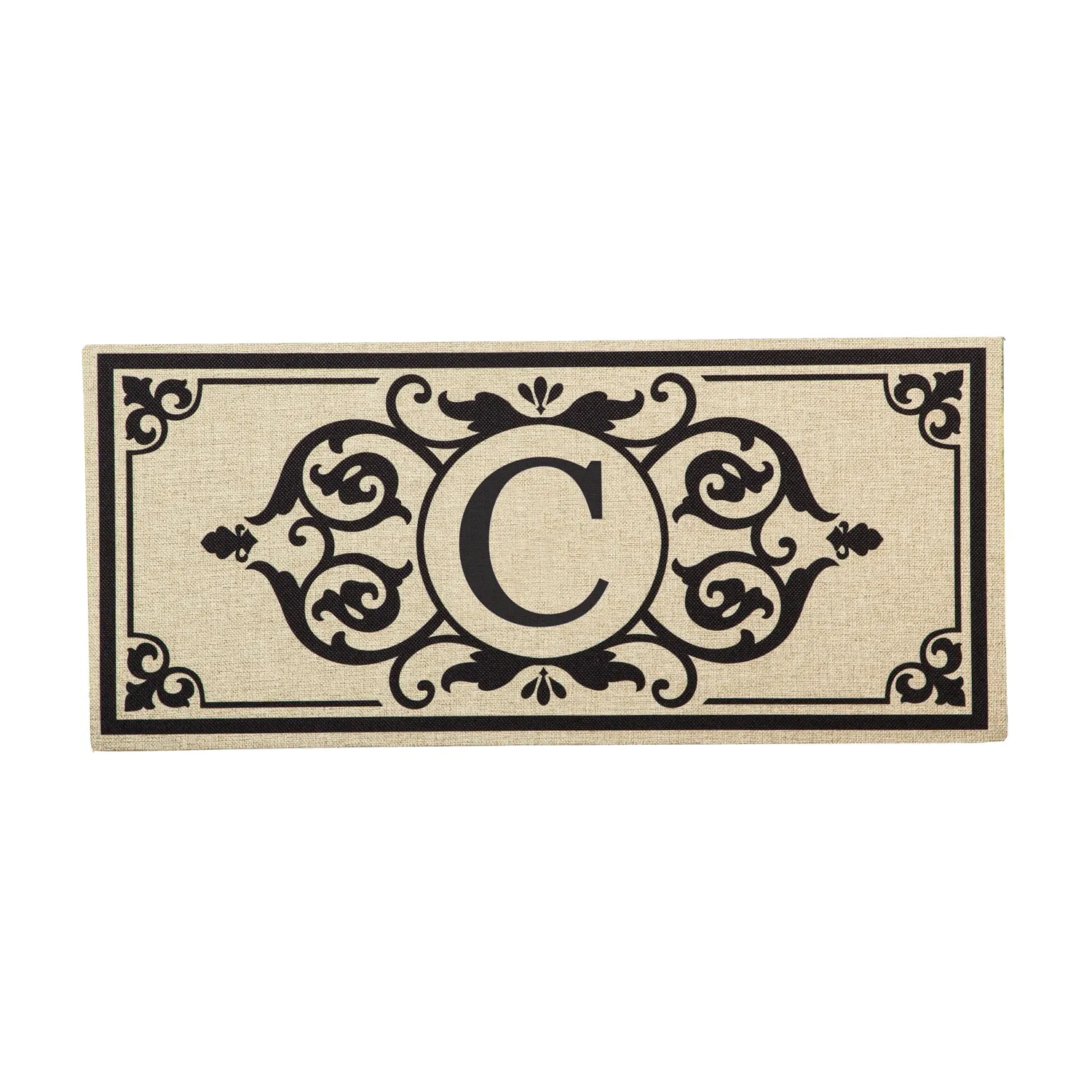 Cambridge Monogram Burlap Sassafras Switch Mat, Letter C