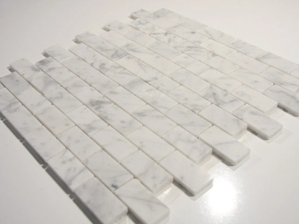 Carrara white 1 x 2 Polished Stone Brick Tile