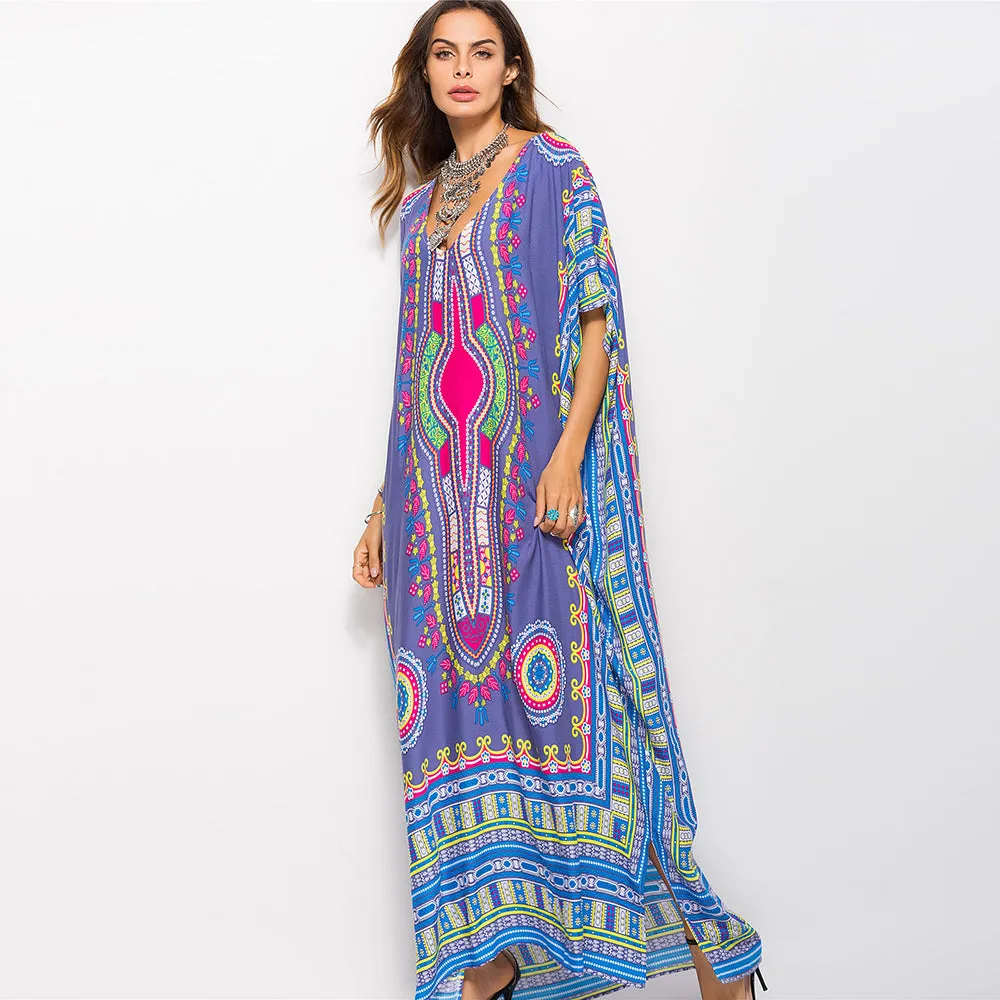 Casual Traditional African Kitenge Dashiki Print Loose Long Dress Design